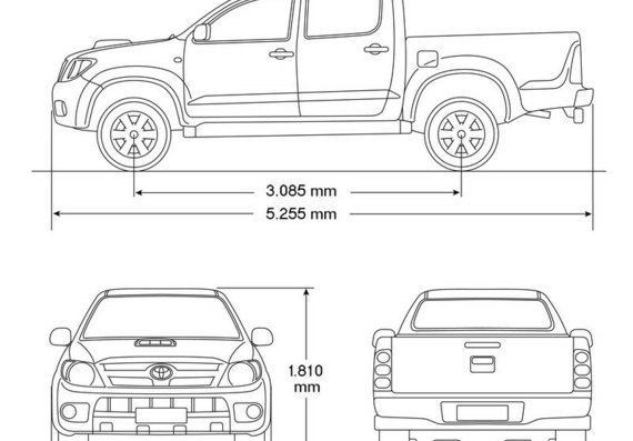 Toyota Hilux 4x4 Doublecab (Тоёта Хилукс 4x4 Доублеcаб) - чертежи (рисунки) автомобиля